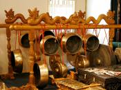 A gong collection in a Gamelan ensemble of instruments - Indonesian Embassy Canberra