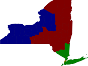 English: Map of the departments of the New York Supreme Court, Appellate Division