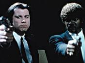 Vincent and Jules Winnfield (Samuel L. Jackson) in their classic pose. This image represents Pulp Fiction on Time's 
