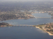 English: The mouth of the Georges River at Botany Bay, in Sydney, with Captain Cook Bridge in the foreground and Tom Ugly's Bridge behind.