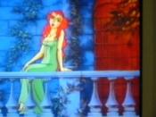 Juliet in the balcony scene of S4C's Shakespeare: The Animated Tales version of Romeo and Juliet.