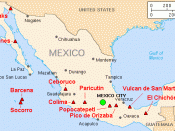 Socorro and Bárcena on San Benedicto are indicated on this map of Mexican volcanoes