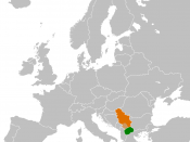 English: Location of the former Yugoslav Republic of Macedonia and Serbia.