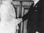 Stalin and Ribbentrop at the signing of the Non-Aggression Pact, 23 August 1939