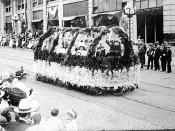 Seattle Potlatch Parade showing float