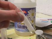 English: A test tube filled with ammonium chloride smoke made by reacting ammonia with hydrochloric acid.