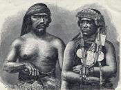 English: Araucanian (Mapuche) husband and wife. Español: Marido y mujer Mapuche (Araucana)