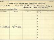 Registration card of the Wellington Domestic Workers' Union'