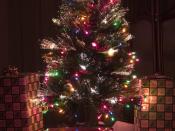 An artificial fiber optic Christmas tree