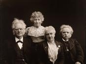 Bjørnstjerne Bjørnson og Karoline Bjørnson sammen med Nina og Edvard Grieg, 1903