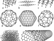 This illustration depicts eight of the allotropes (different molecular configurations) that pure carbon can take: a) Diamond b) Graphite c) Lonsdaleite d) C60 (Buckminsterfullerene) e) C540 (see Fullerene) f) C70 (see Fullerene) g) Amorphous carbon h) sin