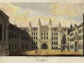 English: The Guildhall complex in c.1805. The buildings on the right and left have not survived.