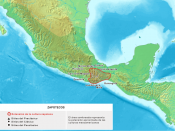 Map showing the location of the Zapotec Civilization, developed in the Pre-Columbian Era in Mesoamerica