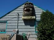King Kong Mask as exterior house decor, Seattle, Washington, USA