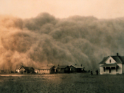 A Dust Bowl storm approaches Stratford, Texas in 1935.