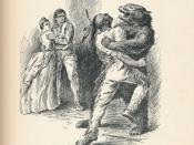 English: Bear Hug, The Last of the Mohicans, J. Fenimore Cooper, 1896. Illustration by F.T. Merrill