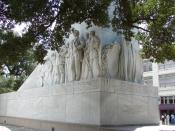English: Memorial (cenotaph) at The Alamo in San Antonio, Texas, designed by Pompeo Coppini. It was installed between 1936 to 1940.
