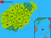 English: Map of prefectures of Hainan Province