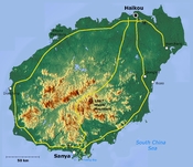 Hainan Island, China - topographical map