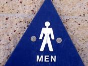 English: I photographed this picture from a public restroom. It is a male symbol for the men's restroom. I intend to use it on the toilet article to show the two commonly used male and female pictograms on public restrooms in the United States--Dark Ticho