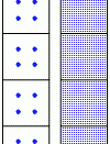 English: Simulation of many identical atoms undergoing radioactive decay, starting with either four atoms (left) or 400 atoms (right). The number at the top indicates how many half-lives have elapsed. Note the law of large numbers: With more atoms, the ov