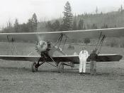 Roy Brett and Cecil McKenzie at Brett's airfield on Patterson Road Chilliwack. Airstrip was created in 1934.