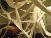 A room filled with toilet paper as a practical joke.