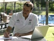 Laptop computers are portable and can be used in many locations. Shown here is former Mexican president Vicente Fox using an Apple PowerBook.