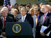 President George Bush introduces the Joint Resolution to Authorize the Use of United States Armed Forces Against Iraq, October 2, 2002. The resolution was passed by both houses of Congress and signed into law two weeks later. White House photo by Paul Mor