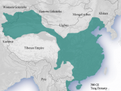 Tang Dynasty circa 700 AD. Derived from Territories_of_Dynasties_in_China.gif.