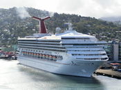 English: The Carnival Destiny docked in St. Lucia in April 2007.