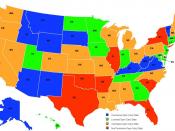 Map of USA states as regards their status for Concealed firearm carry