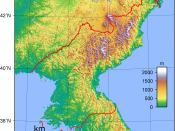 Topographic map of North Korea. Created with GMT from SRTM data.