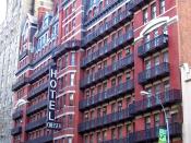 Hotel Chelsea on 23rd Street between Seventh and Eighth Avenue inthe Chelsea neighborhood of Manhattan, New York City.