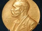 Front side (obverse) of one of the Nobel Prize medals in Physiology or Medicine awarded in 1950 to researchers at the Mayo Clinic in Rochester, Minnesota.