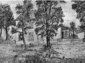 English: drawing of the home of Jonathan Jennings, 1st Governor of Indiana, c 1820