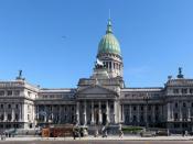 Argentine National Congress, located in the city of Buenos Aires, Argentina. The legislative branch of the government of Argentina works inside it. It is composed by a deputies chamber and a senate chamber.