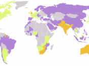 List of ICC cricket member nations. Orange marked countries are test teams, yellow are associate and purple are affiliate member nations. (Note: Certain island nations may not be shown.) For those who may not be able to make out the colours: Shade used fo