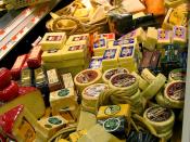 Many cheeses at the supermarket