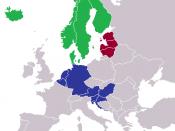 English: Map showing the coverage of three international European organ donation associations.