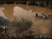 Negroes fishing in creek near cotton plantations outside Belzoni, Miss.  (LOC)