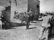 1916 photograph of an execution by firing squad in Mexico. Caption: 