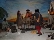 A depiction of Nassau harbor on August 22, 1720 featuring the pirates Mary Read and Anne Bonney (both center) at the Pirates of Nassau museum in Nassau, The Bahamas.