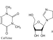 Caffeine is an adenosine antagonist. Here they are side by side for comparison.