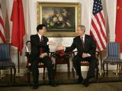 Hu Jintao with George W. Bush.