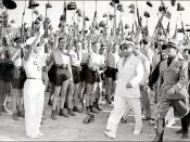 Picture of Benito Mussolini and Fascist Blackshirt youth in 1935 in Rome.