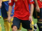 Español: (Foto recortada) El jugador de fútbol Xavi antes del partido Suecia - España de la Eurocopa 2008, en el estadio Tivoli Neu (Innsbruck)