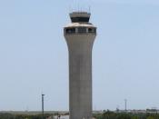 English: The Austin-Bergstrom International Airport control tower located at 30.1960,-97.6656, Austin, Texas, United States.