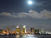 English: San Diego panorama from North Island with downtown skyline and Coronado Bridge pictured