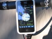 English: GPS navigation solution running on a smartphone (iphone) mounted to a road bike. GPS is gaining wide usage with the integration of GPS sensors in many mobile phones.